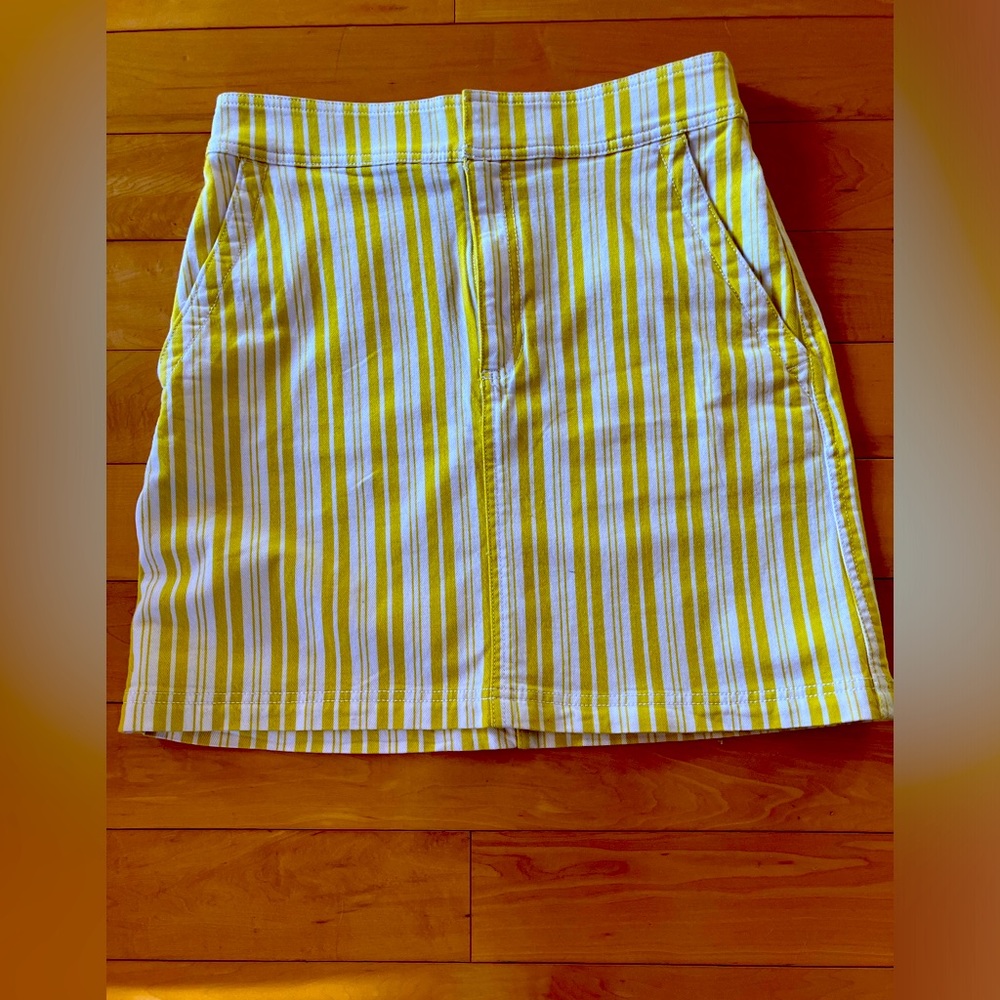 Loft white/lime stripe mini skirt